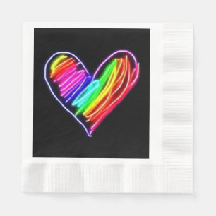 Neon Regenboog Hart T-shirt Liefde Pride LGBQT Ma Servet