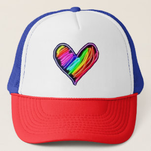 Neon Regenboog Hart T-shirt Liefde Pride LGBQT Ma Trucker Pet
