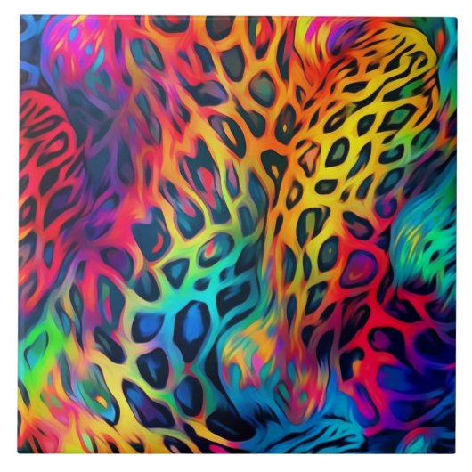 Neon Regenboog Keramische Tegels Tegeltje (Voorkant)