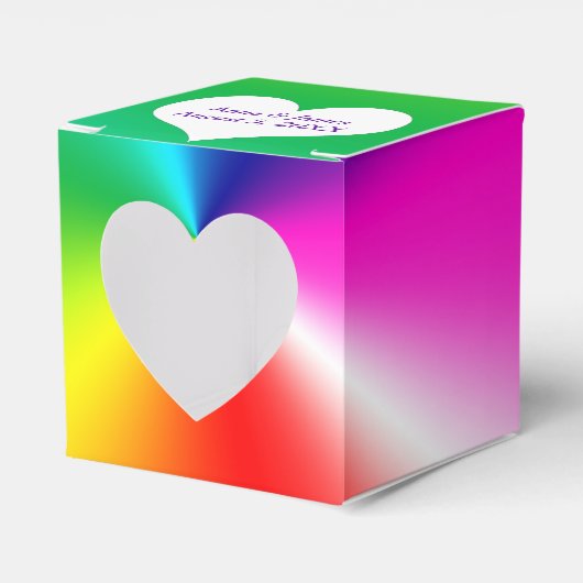 Neon Regenboog Met Hart Bedankdoosjes (Voorkant Zijde)