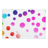 Neon regenboog polka stippen op wit kussensloop (Achterkant-Links)