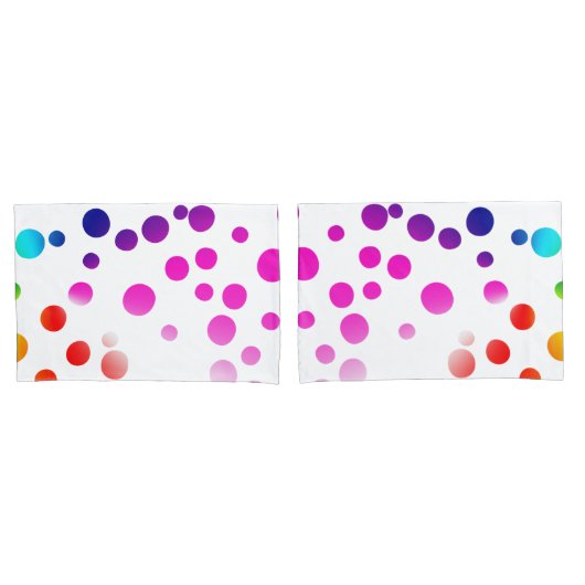 Neon regenboog polka stippen op wit kussensloop (Voorkant-Set)