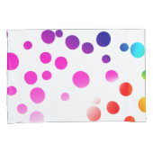 Neon regenboog polka stippen op wit kussensloop (Voorkant-Rechts)