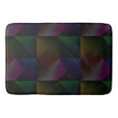 Neon regenboog prisma vierkanten op zwart badmat (Voorkant)