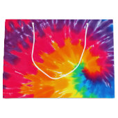 Neon Regenboog Retro Tie Dye Design Groot Cadeauzakje (Voorkant)