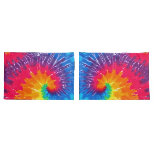Neon Regenboog Retro Tie Dye Design Kussensloop (Achterkant-Set)