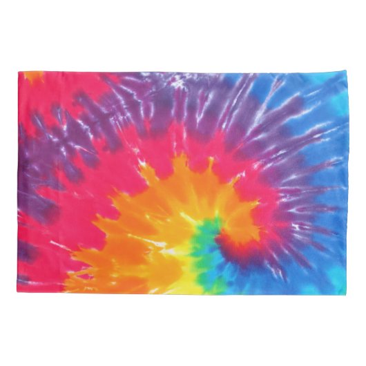 Neon Regenboog Retro Tie Dye Design Kussensloop (Achterkant-Links)