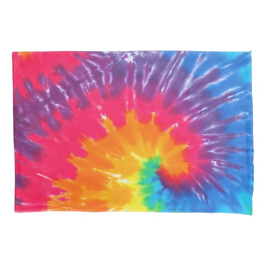 Neon Regenboog Retro Tie Dye Design Kussensloop (Voorkant-Links)