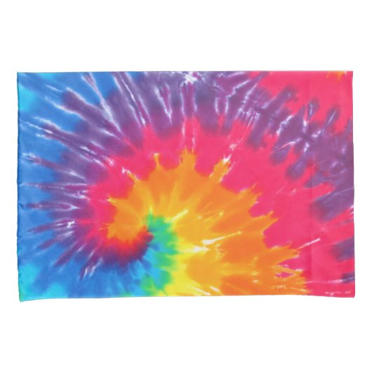 Neon Regenboog Retro Tie Dye Design Kussensloop (Voorkant-Rechts)