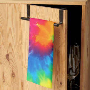 Neon Regenboog Retro Tie Dye Design Theedoek