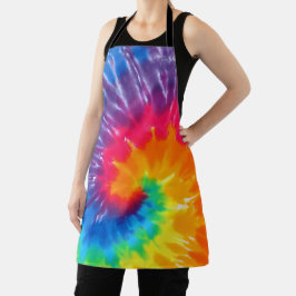 Neon Regenboog Retro Tie Dye Ontwerp Schort