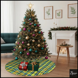 Neon Regenboog Schotlandse Ruit Gradiënt Blokprint Kerstboom Rok