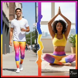 Neon Regenboog Schotlandse ruit Gradiënt Blokprint Leggings