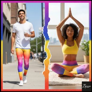 Neon Regenboog Schotlandse ruit Gradiënt Blokprint Leggings