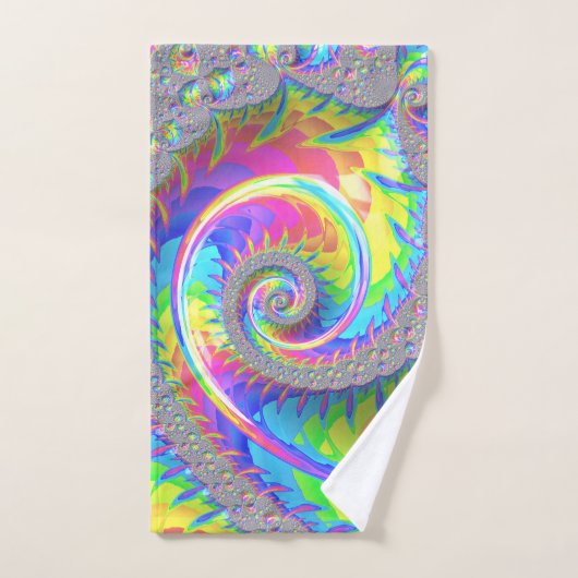 Neon regenboog spiraal fractal Abstracte digitale Bad Handdoek (Handdoek)