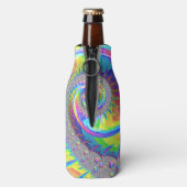 Neon regenboog spiraal fractal Abstracte digitale Flesjeskoeler (Fles Achterkant)