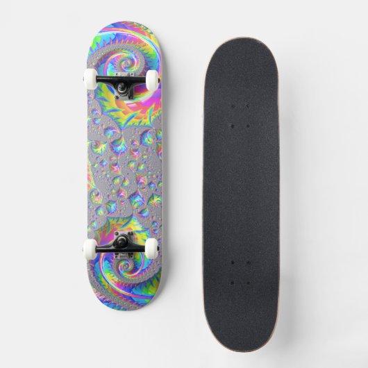 Neon regenboog spiraal fractal Abstracte digitale Persoonlijk Skateboard (Voorkant)