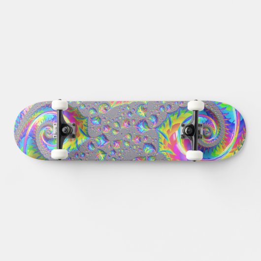 Neon regenboog spiraal fractal Abstracte digitale Persoonlijk Skateboard (Horizontaal)
