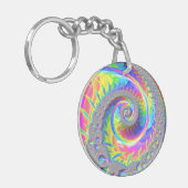 Neon regenboog spiraal fractal Abstracte digitale Sleutelhanger (Voorkant Links)