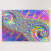 Neon Regenboog Spiraal Fractale Abstracte Digitale Legpuzzel (Horizontaal)