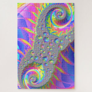 Neon Regenboog Spiraal Fractale Abstracte Digitale Legpuzzel