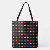 Neon regenboog Stippen op zwart Tote Bag (Voorkant)