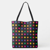 Neon regenboog Stippen op zwart Tote Bag (Achterkant)