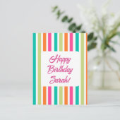 Neon regenboog strepen leuk retro briefkaart (Staand voorkant)