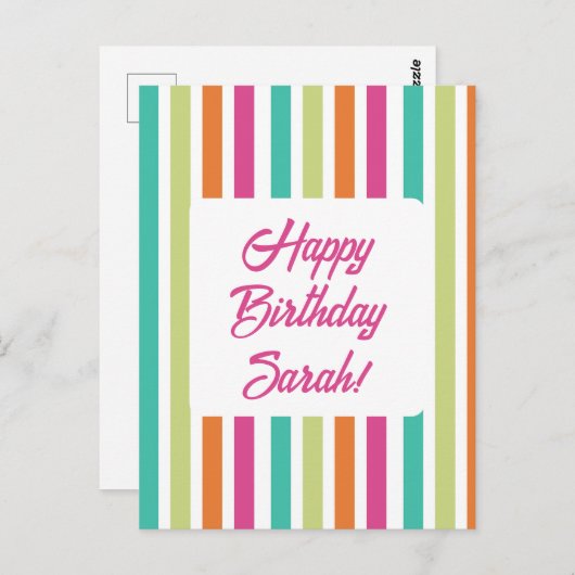 Neon regenboog strepen leuk retro briefkaart (Voorkant / Achterkant)