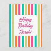 Neon regenboog strepen leuk retro briefkaart (Voorkant)