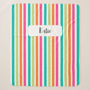 Neon regenboog strepen leuk retro sherpa deken