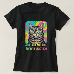 Neon Regenboog Tabby Kat Zonnebril Kunst T-shirt