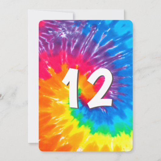 Neon Regenboog Tie Dye 12e Verjaardag Uitnodiging (Voorkant)