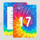 Neon Regenboog Tie Dye 17e Verjaardag Uitnodiging (Voorkant / Achterkant)