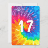 Neon Regenboog Tie Dye 17e Verjaardag Uitnodiging (Voorkant)