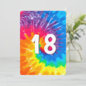 Neon Regenboog Tie Dye 18e Verjaardag Uitnodiging (Staand voorkant)