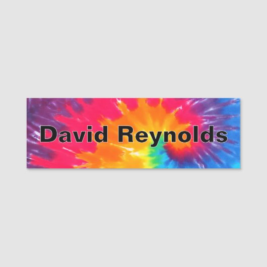 Neon Regenboog Tie Dye Ontwerp Naamplaatje (Voorkant)