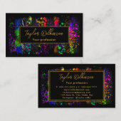 Neon regenboogpenseelstreken visitekaartje (Voorkant / Achterkant)