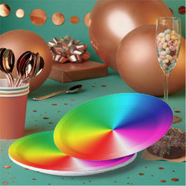 Neon Regenboogwerveling Papieren Bordje