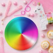 Neon Regenboogwerveling Papieren Bordje (Feest)