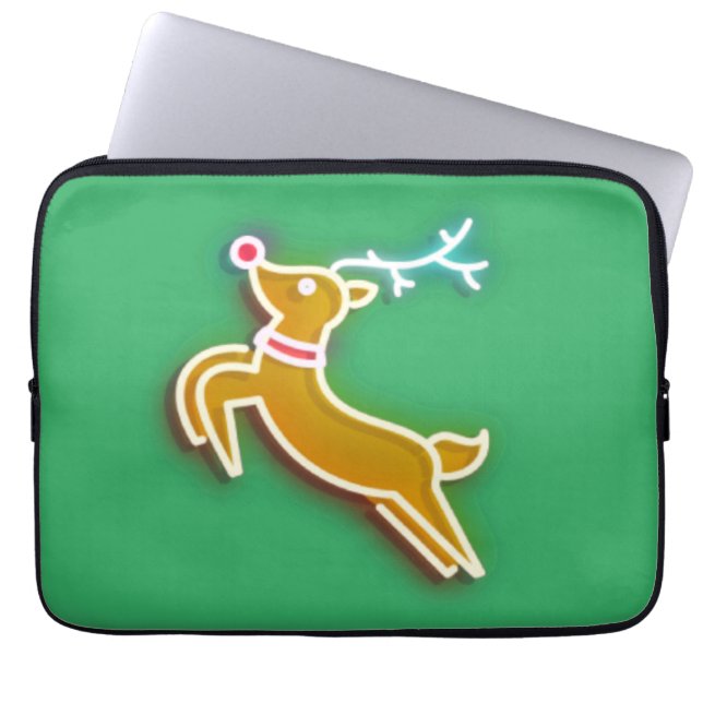 Neon rendier laptop sleeve (Voorkant)