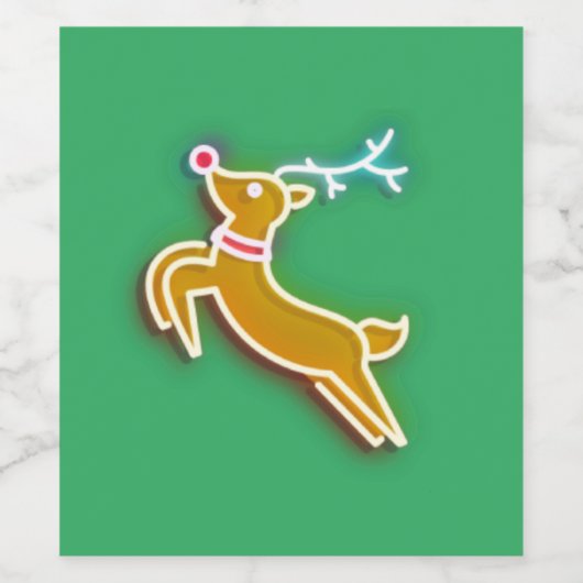 Neon rendier wijn etiket (Enkel label)