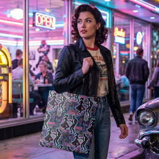 Neon Retro 1950s Rock-'n-Roll Diner Tote Bag