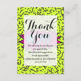 Neon Retro 80's 90's gekraakt Wow! Typografie Bedankkaart