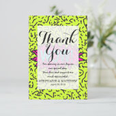 Neon Retro 80's 90's gekraakt Wow! Typografie Bedankkaart (Staand voorkant)