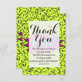 Neon Retro 80's 90's gekraakt Wow! Typografie Bedankkaart (Voorkant / Achterkant)