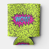 Neon Retro 80's 90's Scribled Wow! typografie Blikjeskoeler (Voorkant)