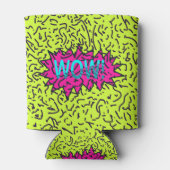 Neon Retro 80's 90's Scribled Wow! typografie Blikjeskoeler (Achterkant)
