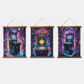 Neon Retro 80s Arcade spel Hangend Wandkleed (Driedubbel)