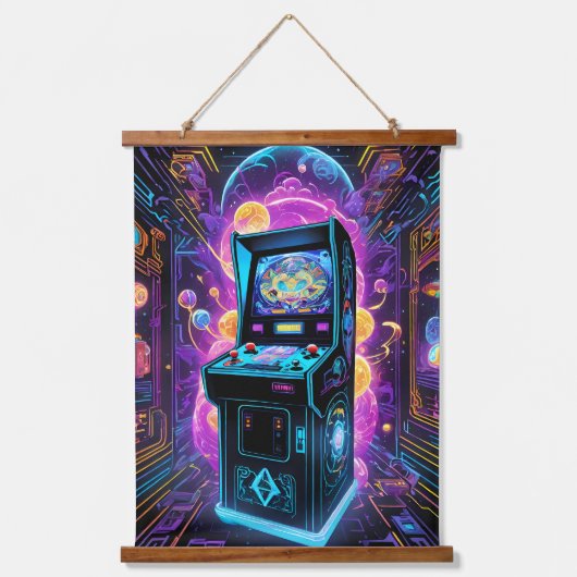 Neon Retro 80s Arcade spel Hangend Wandkleed (Voorkant 3)